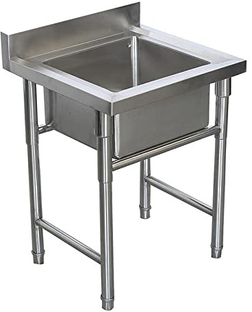 Baodiale Fregadero de cocina con salpicaduras altas, fregadero de acero inoxidable con patas, fregadero de lavado a mano para garaje, restaurante, cocina al aire libre, cuenco individual