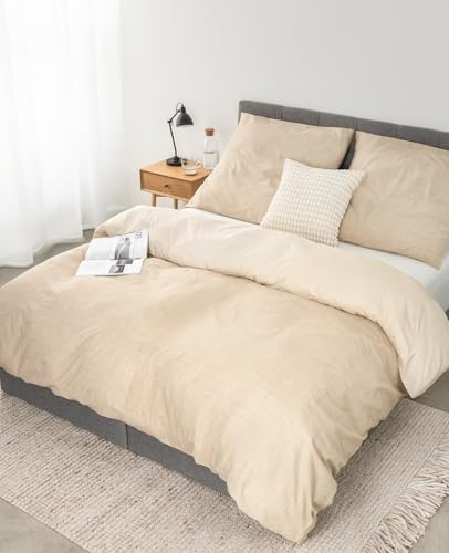lionto dibea - Biancheria da letto double-face, in 100% cotone, 155 x 220 cm, federa 80 x 80 cm, set da 4 pezzi, per tutte le stagioni, facile da pulire e indeformabile, con certificato Oeko-TEX,