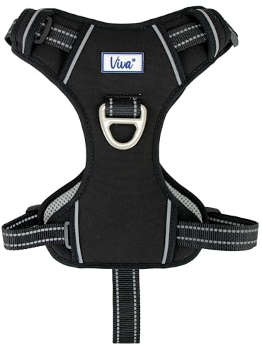 Ancol Viva Exercise and Travel Dog Harness in Black - Comfortable Pet Accessory with Padded Chest and 2 Leash Clips - XL 80-120cm