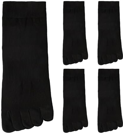 Daelesr 5 Paires Chaussettes à Doigts Femme 35-42, Chaussettes Orteils Séparés Respirantes, Chaussettes Yoga Antidérapantes (FR/ES, Numérique, 35, 42, Taille normale, Taille normale, 5 Noir)