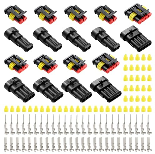 YIXISI 9 Set 2/3/4-Broche Kit de Voiture Étanche Connecteur Électrique, Imperméable à l'eau Connecteur Terminaux Prise, Connecteur Étanche Électrique Prise Mâle et Femelle Terminaux pour Moto