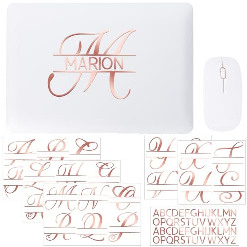 Janlaugh 10 Sheets Split Letter Stickers for Water Bottles Personalized Vinyl Name Stickers UV DTF Cup Wraps Monogram Stickers for Tumblers Initial Sticker Decal for Christmas Crafts(Rose Gold)