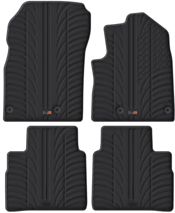 TRAVALL Rubber Floor Mats compatible with Nissan X-Trail (2022-) (4PCS+FIX) Premium Mats Easy Clean Black with Clips - Anti Slip All-Weather Protection
