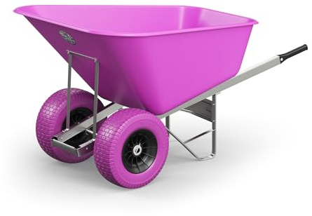 Agri Barrow Wheel Barrow 200 Litre Plastic Wheelbarrow with Puncture Proof Twin Fat Tyres, Pink – Ideal for Equestrians, Farmers, Gardeners, Stable Yards, and Heavy-Duty Use