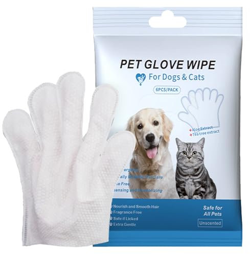 Pet No Washing Glove,Wipes Massage Gloves for Cats Dogs,Gentle Deodorizing Pet Finger Wipes,Pets Grooming Wipes for Dogs Cats,Wipes Gloves for Cleaning Cats Dogs,Disposable Pet Cleaning Glove Wipes