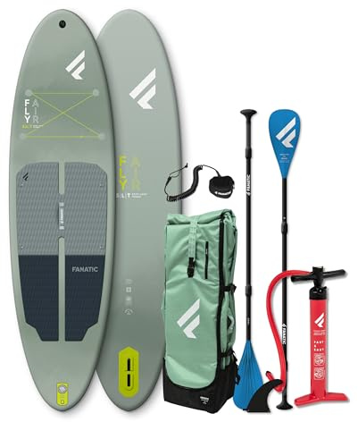 FANATIC Fly AIR SLT 10,8 SUP 2025 Grey/Green inkl. Pure Adjustable 3-Piece Paddel