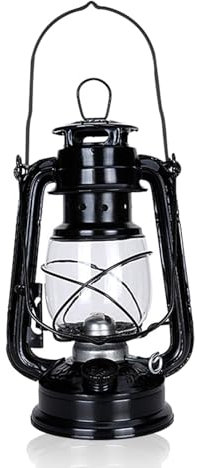 Petroleumlampe Outdoor , Retro Sturmlaterne, Petroleumlampe Geeignet Für Indoor ,Haus, Garten, Camping,25cm (schwarz)