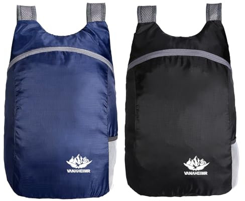 Anseom 2 Stück Ultraleichte Faltbare Rucksäcke, Wasserdichter Wanderrucksack, Praktischer Reiserucksack für Damen und Herren, Kleiner Outdoor Rucksack für Camping Radfahren Wandern Sport