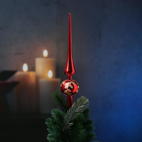 Christbaumspitze Weihnachtsbaumspitze Tannenbaumspitze bruchfest H: 30cm (Rot)