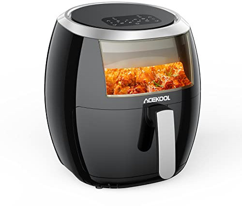 Friggitrice ad aria calda 8L XXL – Airfryer 1800W 8 programmi – Friggitrice senza grasso sistema di cottura a 360° – Air Fryer con LED digitale – Touch screen – Timer, rivestimento antiaderente – Nero