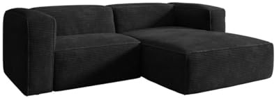 Luxusbetten24 Designer Sofa Comfy L Mini in Cord Schwarz Rechts