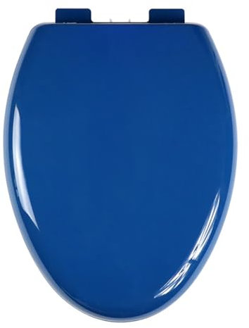 Tapa alargada de cierre suave en forma de V para asiento de inodoro, silenciosa, diseño sin golpes, capacidad de 330 libras, instalación rápida y fácil, color azul marino