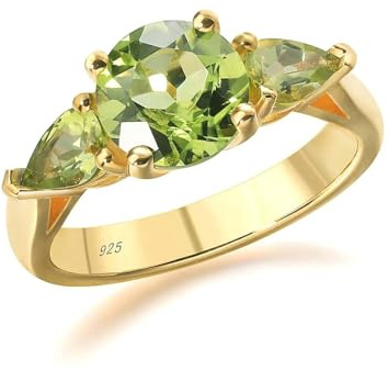 Knuckle Ring, Promise Ring Gold mit Peridot 925 Silber Größe 65 (20.7) Geschenke Damen