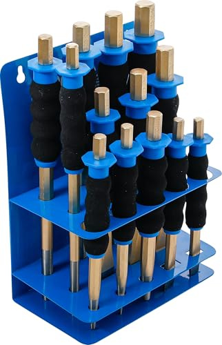 BGS 74596 | Jeu de chasse-goupilles/pointeaux/burin plat | avec protection des mains | 13 pcs.