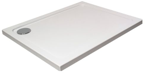 Balterley 1700 x 800 mm Rectangular Shower Tray, Slimline Anti-Slip Shower Trays, Durable Stone Resin Base Trays for Bathroom Enclosure, Corner Waste Rectangular Tray for Wetroom Showers (White)