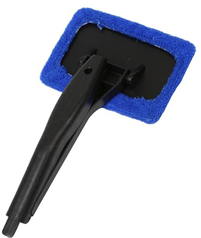 Windscreen Cleaner Tool, PP Foldable Long Handle Windscreen Brush with Nylon Cloth, 180° Swivel Head Car Window Demister Pad Reusable Car Glass Cleaner Tool for Window Fog Moisture Removal