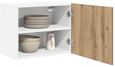 vidaXL Hängeschrank Artisan-Eiche und Weiß 50 x 31 x 40 cm | Schlanke Linien mit minimalistischem Ansatz, Holzwerkstoff bietet Stärke und Langlebigkeit, Einfach zu reinigen und zu