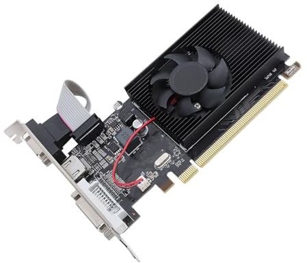 VBESTLIFE Carte Graphique R5 230 2 Go, GPU GDDR3 64 Bits, Carte Graphique de Jeu pour Ordinateur de Bureau PCIE 1.1 X16 avec Ports HDMI, DVI, VGA