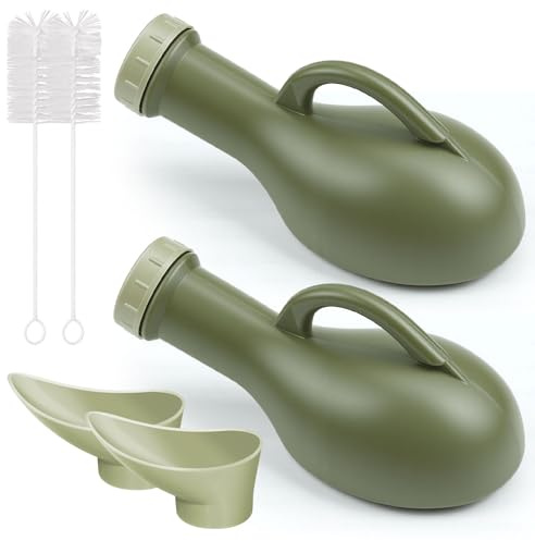 2 Pcs Urine Bottles Male,Urinal Bottles for Men 1000ml,Women Urinals,Screw-on Lid,Thick Portable Pee Bottle with Lid for Travel,Hospitals,Emergency,and Camping