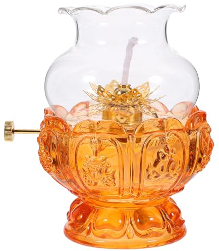 ASAKKURA Antike Öllampe Vintage Farbverlauf aus Glas Petroleumlampe mit Stabilem Standfuß für Wohnraumbeleuchtung und Notlicht Retro Tischdekoration Gelb