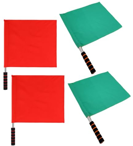 Alasum 4 Stück Signalflaggen Schiedsrichter Flaggen aus Edelstahl mit Roten und Grünen Fahnen für Rennen und Verkehrssignale
