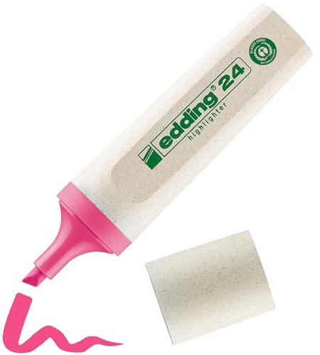 edding 24 EcoLine Textmarker - pink - 1 Textmarker - Keilspitze 2-5 mm - zum unkomplizierten und schnellen Markieren und Hervorheben von Texten und Notizen - nachfüllbar, aus recyclebarem Material