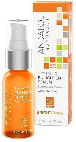 Andalou Naturals Lot de 2 tubes de sérum éclaircissant curcuma et vitamine C, tubes de 32 ml