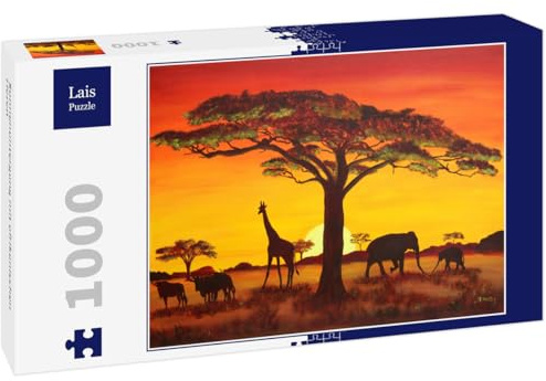 Lais Puzzle Sonnenuntergang mit afrikanischen Tieren 1000 Teile