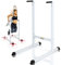 Physionics® Dip Station - bis 120kg, 103/67/123cm, Freistehend, Bizeps, Trizeps, Bauch- und Rückentraining, Gepolsterte Griffe, aus Metall, Weiß - Dipstangen, Dip Barren, Dipständer, Dip-Station