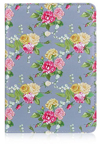 32nd Blumen Series - PU Leder Folio Hülle Case Flip Cover für Apple iPad mini 1, 2 & 3, Blumendesign hüllen Entwurf gemacht Mit Ständer - Weinlese-Rosen-Fossil