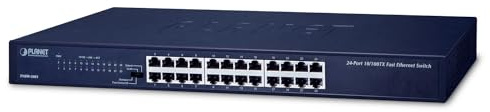 PLANET Fast Ethernet Switch N-Way 24-Port 10/100 Mbps 24x RJ45 Rack Mount