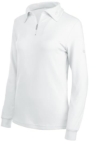 Brandsseller Damen Ski Shirt Baumwolle Rollkragen mit Reißverschluss Langarm Weiß 44
