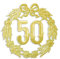 Jubiläumszahl 50, Ø 18 cm, gold, Jubiläumskranz