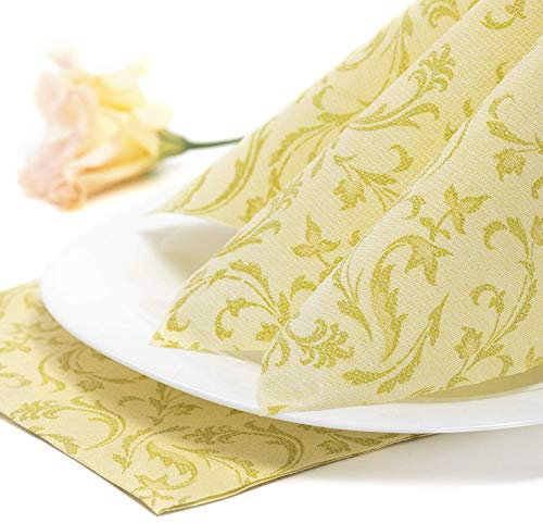 Papstar, 50 Servietten ROYAL Collection 1/4-Falz 40 cm x 40 cm limonengrün Damascato, #85000