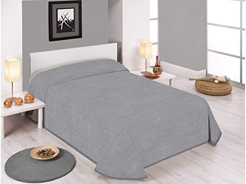 SABANALIA - Colcha Estampada Stone, Cubre Cama 50% algodón - 50% poliéster, Colcha para Primavera y Verano, (Disponible en Varios tamaños y colres) - Cama 90 - (180 x 280), Gris