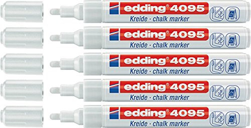 5er Pack edding 4095 Fenster-/Kreidemarker, 2-3mm, weiß