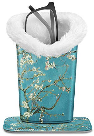 FINTIE TV Remote Control Stationery Holder, Premium PU Leather Desktop Nightstand Organizer Case for Smartphone/Pencil/TV Remote Controller/Eyeglasses, Spectacle Holder, Blossom