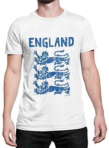buzz shirts England Mens Patriotic Lion Football Fan Organic Cotton T-Shirt White