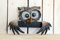 Gwenys Haus Eule Gartenfigur Metall handbemalt Zaun Wandbehang