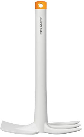 Fiskars Zappetta a due punte per piantare fiori o estirpare le erbacce, Lunghezza: 32,2 cm, Bianco/Arancione, FiberComp/Acciaio di qualità, Light, 1027035