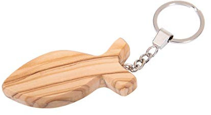 Praisent Schlüsselanhänger Fisch aus Olivenholz/Unikat aus Bethlehem/Handschmeichler