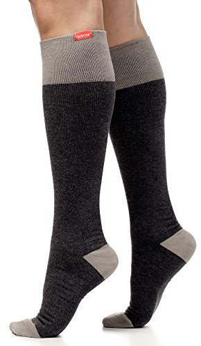 Vim & Vigr 15-20 mmHg Compression Socks - Cotton (Heathered Collection: Dark & Light Grey) S/M