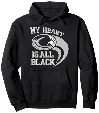 My heart is all black - Rugby New Zealand Fan Pullover Hoodie