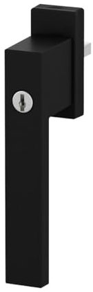Design Aluminium Fenstergriff Dublin abschließbar - pulverbeschichtet, Farbe:Schwarz RAL 9005 (matt), Stiftlänge:40mm