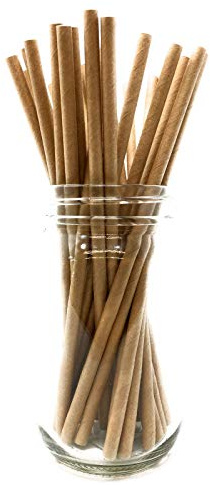 Picture Perfect Party Premium Paper Straws [Pack of 25 Drinking Straws] (Kraft Brown Plain)