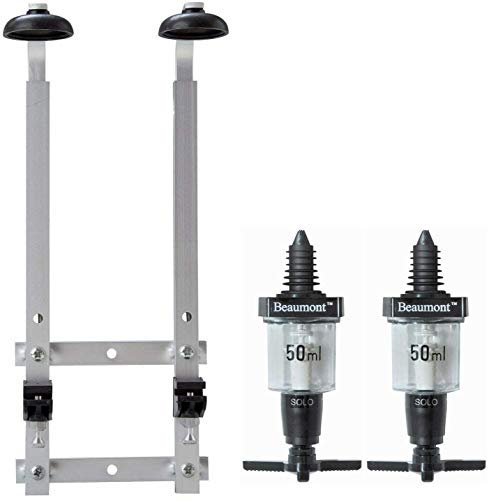 We Can Source It Ltd - Wall Mounted Optic Brackets - for 70cl/1 Litre Spirit Bottles - Wall Mounted Bottle Stand - 2 Bottles Rack - 2 x 50 ml Solo Measures