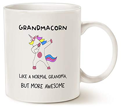 This Funny Unicorn Cool Grandma Coffee Mug Christmas Gifts, Grandmacorn Like a Normal Grandma But More Awesome Cups for Grandmother Mom Wife, White 11 Oz