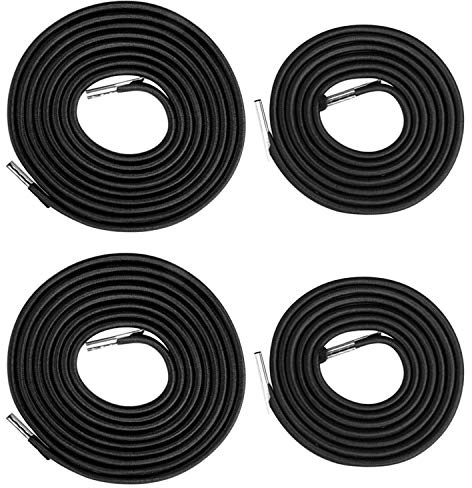 Flexzion Corda di Ricambio per Sedia Gravity - 4 Corde Nere (2 Lunghe 2 Corte) - Kit Universale di Lacci in Nylon per Riparazione Sedia Zero Gravity, Bungee, Elastici, Sedie da Giardino e