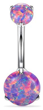 hengkaixuan Bauchnabelring aus Titan, Opal, Bauchschmuck, 14 g, Bauchnabel-Barbell, 10 mm, Innengewinde, Bauchnabelring, Bauchnabelpiercing für Frauen