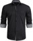 HISDERN Men Black Fromal Dress Shirts Long Sleeve Regular fit Casual Formal Classic Collar Button Down Plaid Houndstooth Wedding Party Shirt Gris/Noir L